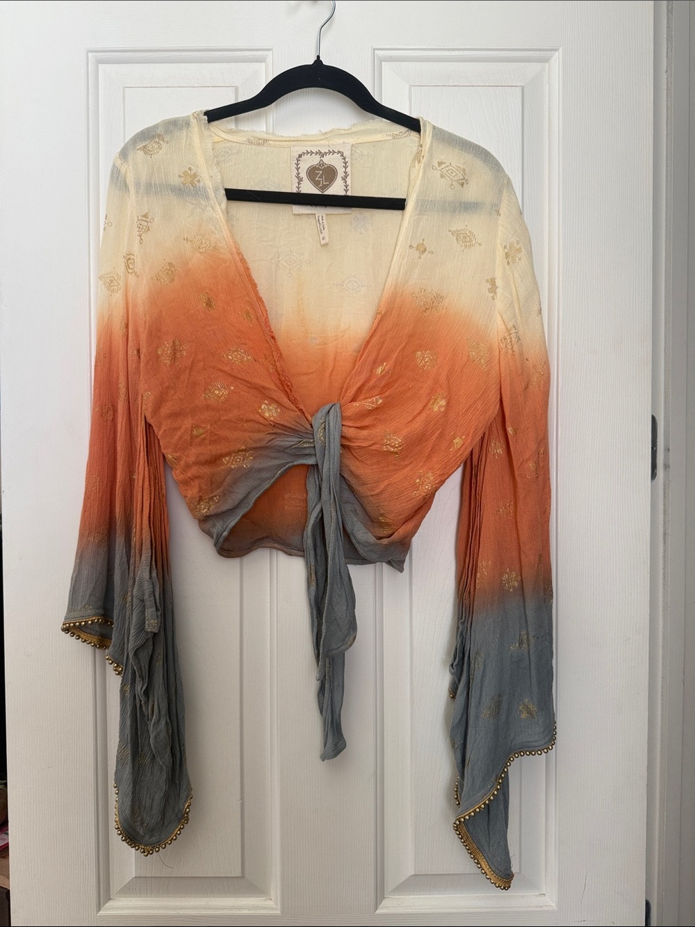 Ombré Tie Long Sleeve Top